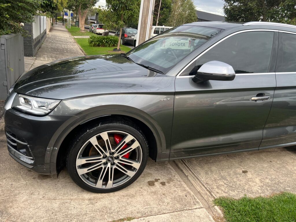Freshly detailed car with glossy paint finish