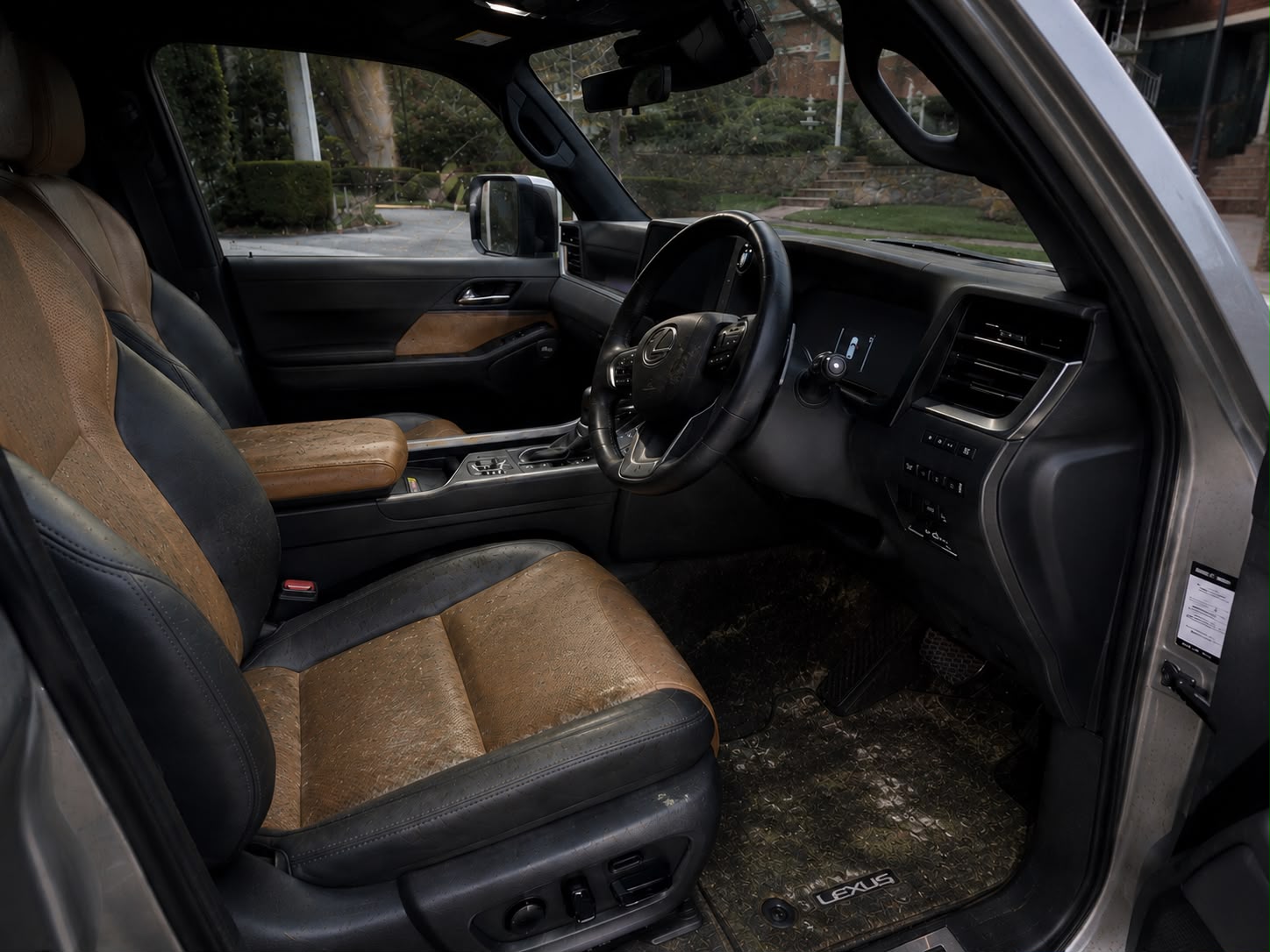 Heavy mould growing on the front carpet of a vehicle before professional car mould removal service in Melbourne.
