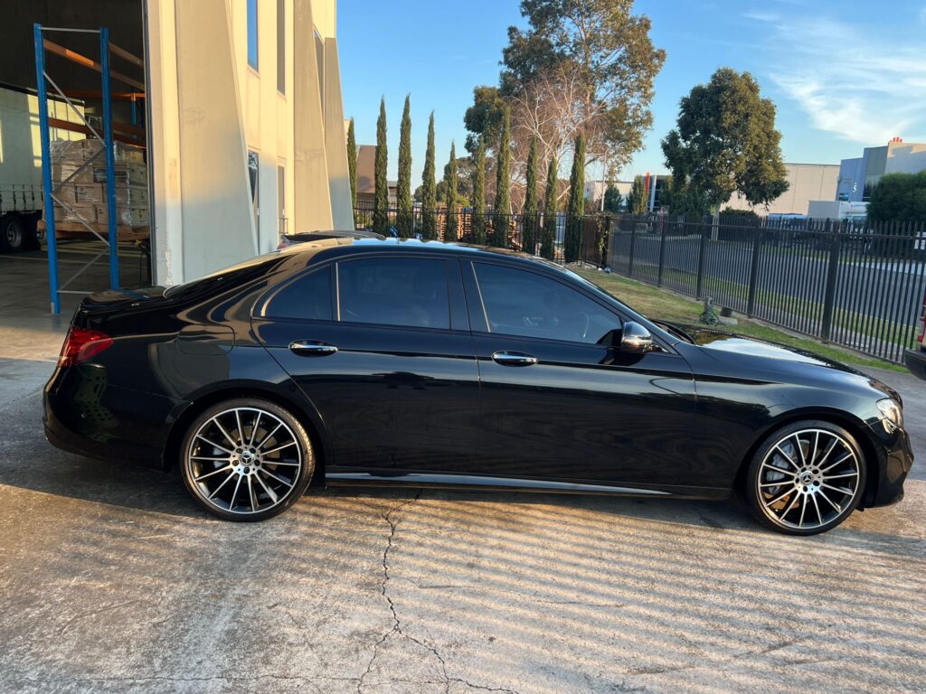 High-gloss car paint after detailing service